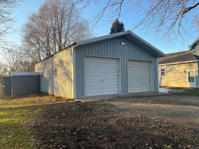 view of detached garage