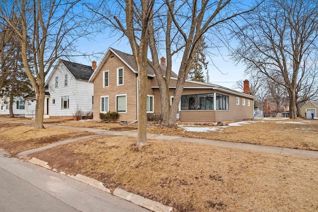 traditional home with a chimney