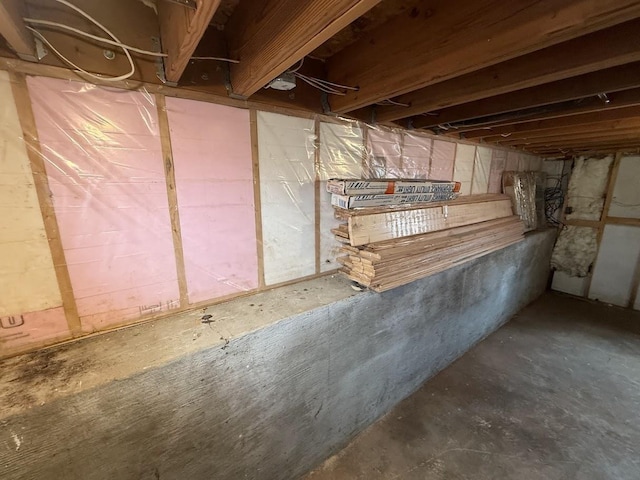 view of unfinished basement