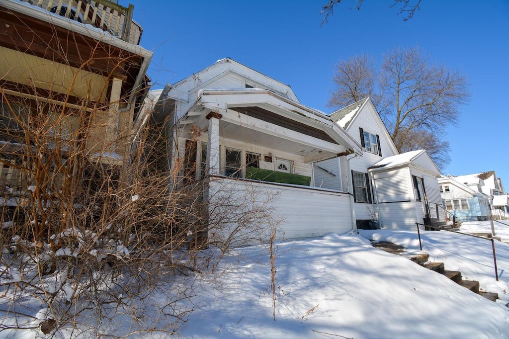 view of snowy exterior