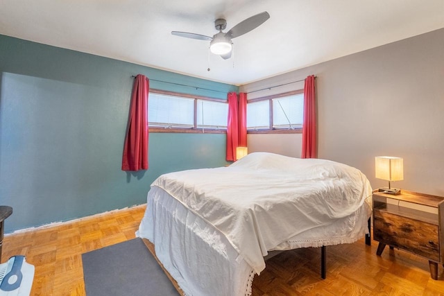 bedroom featuring ceiling fan