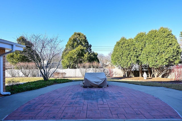 view of patio featuring a fenced backyard