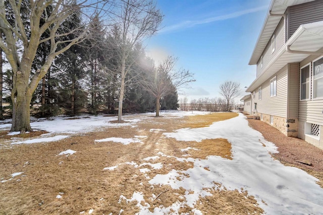 view of yard covered in snow