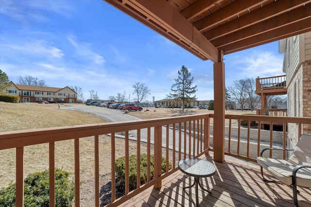 deck with a residential view