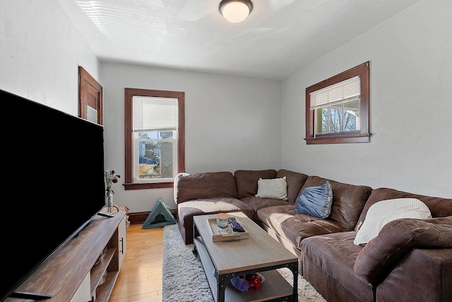 living room with light wood-style floors