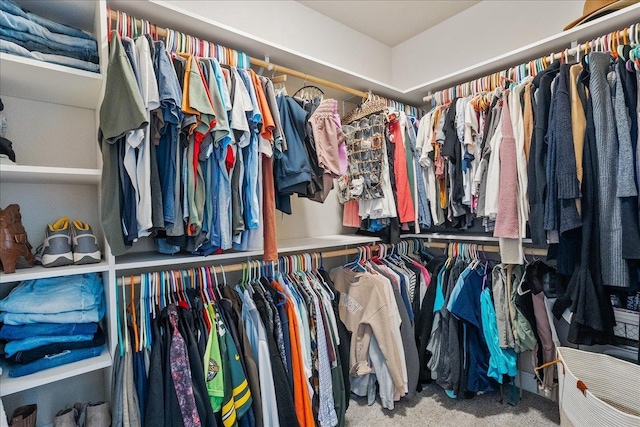 walk in closet featuring carpet