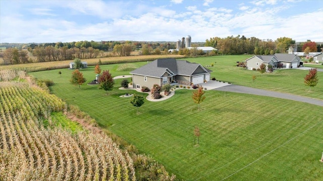 aerial view featuring a rural view