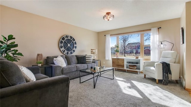 view of carpeted living area