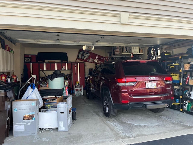 garage with a garage door opener