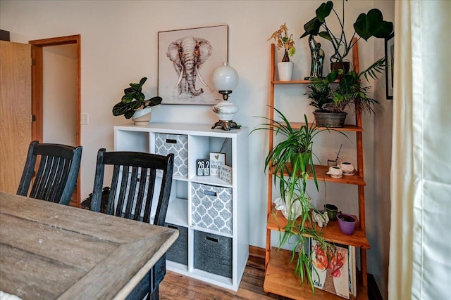 dining area featuring wood finished floors