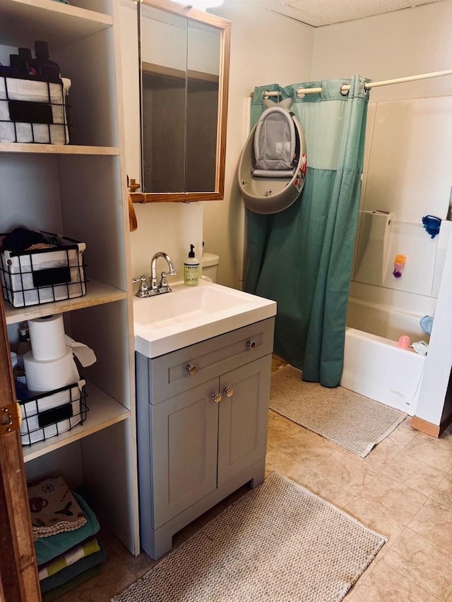 full bathroom featuring vanity and shower / bath combo