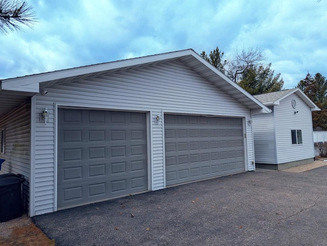 view of detached garage