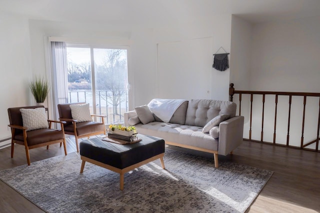 living room with wood finished floors