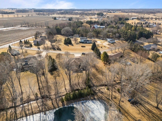 drone / aerial view with a rural view