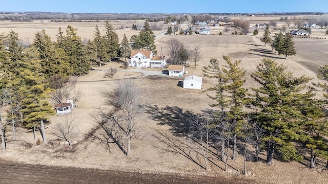 aerial view with a rural view