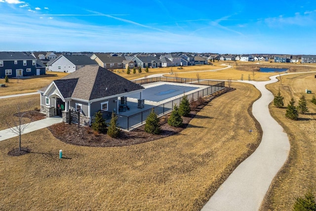 bird's eye view with a residential view