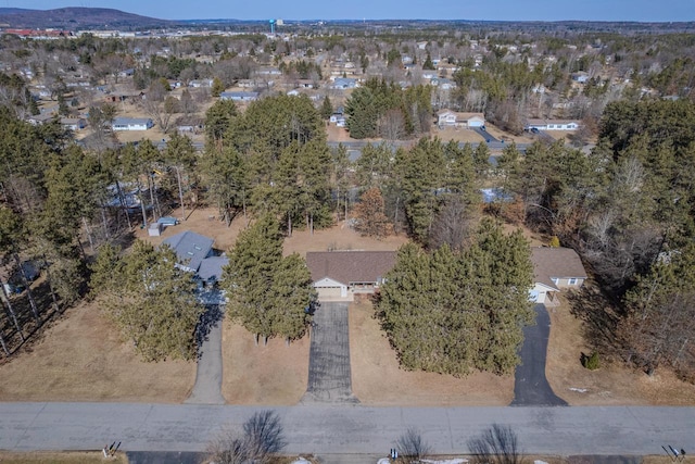 drone / aerial view with a mountain view