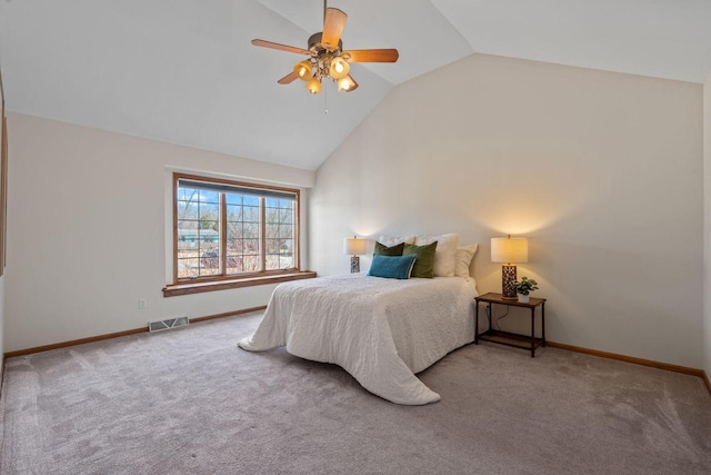 bedroom with visible vents, baseboards, and carpet