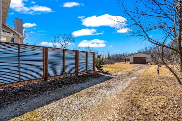 exterior space with an outbuilding