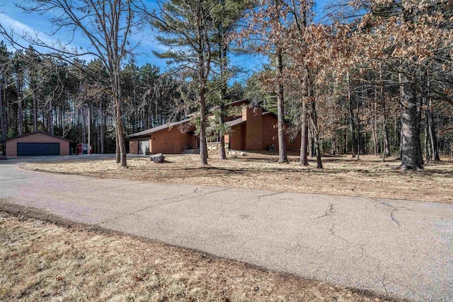 exterior space with a garage