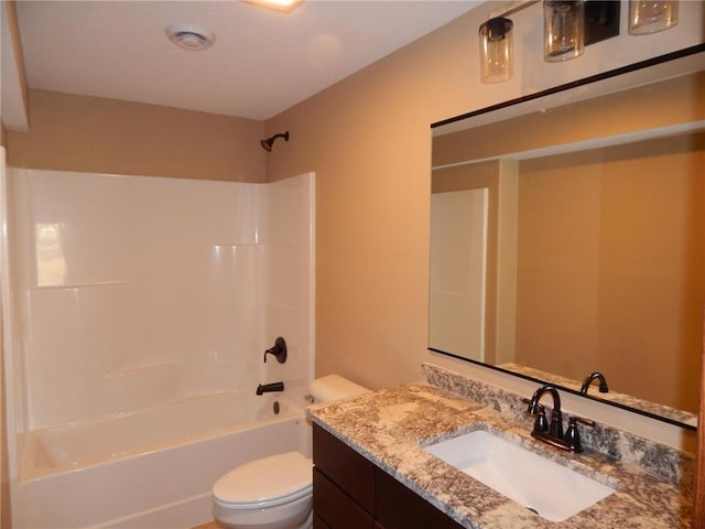 full bathroom featuring vanity, toilet, and shower / bathtub combination