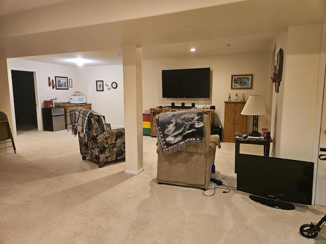 view of carpeted living area