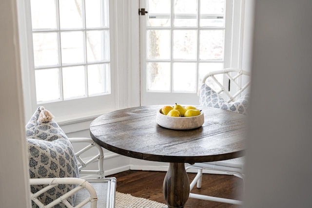 dining space featuring wood finished floors