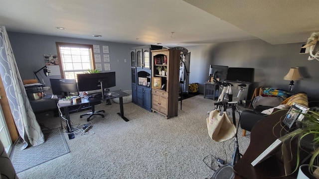 office area with light colored carpet