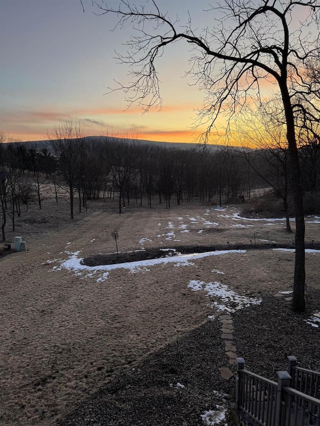 view of yard at dusk