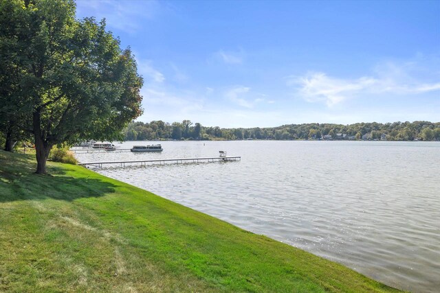 view of water feature featuring a dock