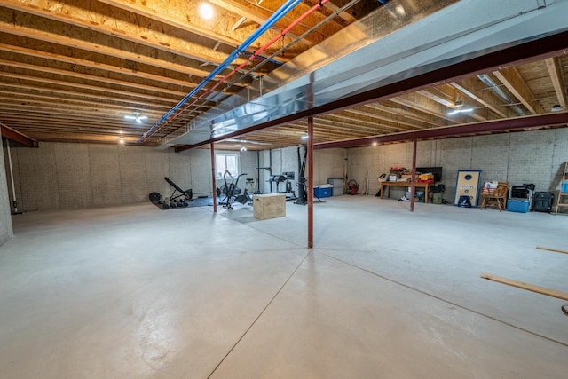 view of unfinished basement