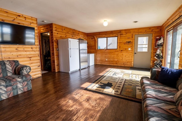 living room with dark wood-style floors