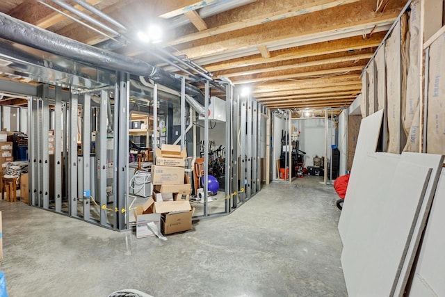 view of unfinished basement