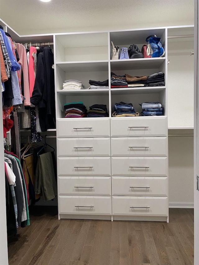 spacious closet featuring wood finished floors