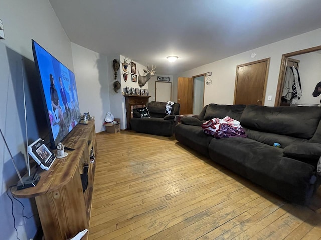 living area featuring light wood-style flooring