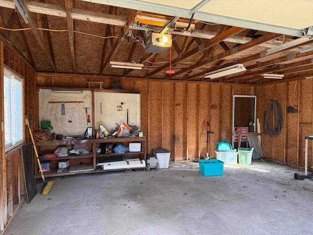 garage with a garage door opener