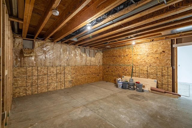 view of unfinished basement