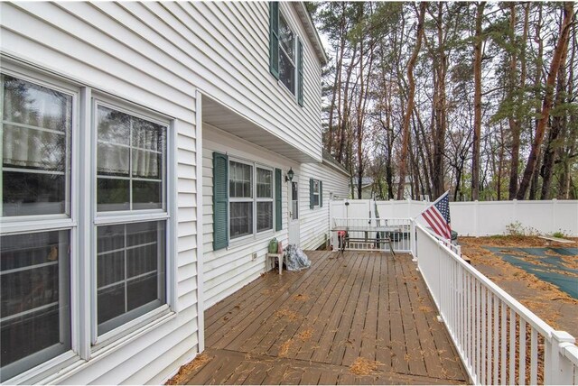 227 Donatelle St, Amery, WI 54001 - wooden terrace with a fenced backyard