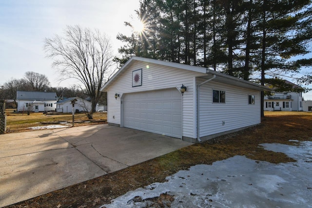 view of detached garage