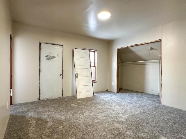 unfurnished bedroom with a closet and carpet