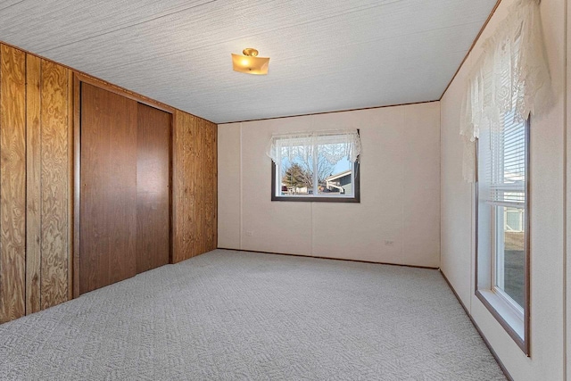 spare room featuring plenty of natural light and light carpet