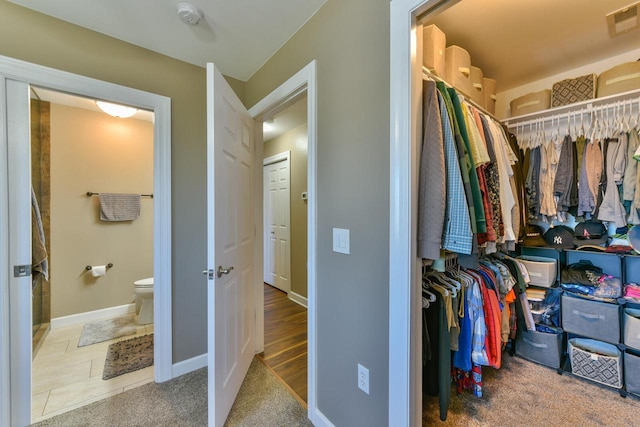 walk in closet with visible vents and carpet floors