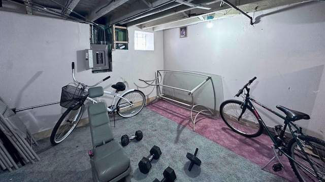 exercise room featuring electric panel