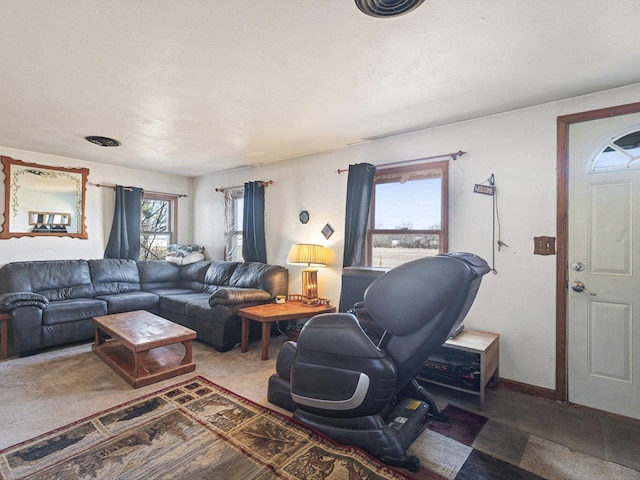 living area with baseboards