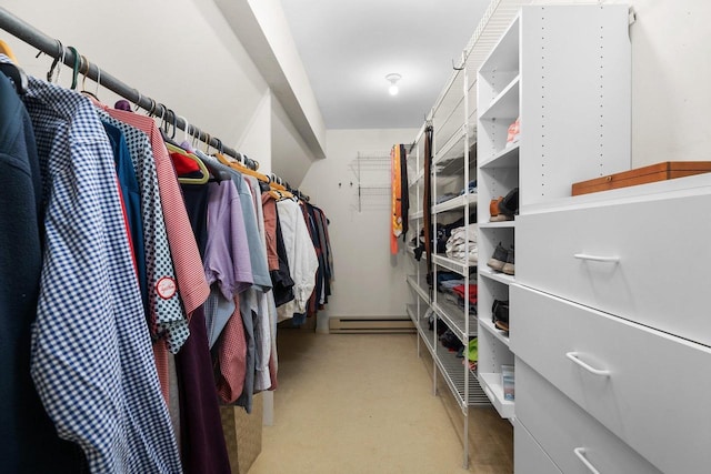1914 Eastwood Ave, Janesville, WI 53545 - walk in closet featuring a baseboard heating unit and carpet floors