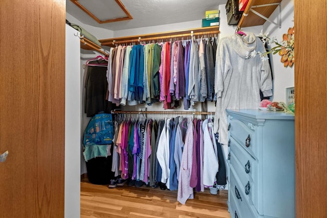 spacious closet with wood finished floors