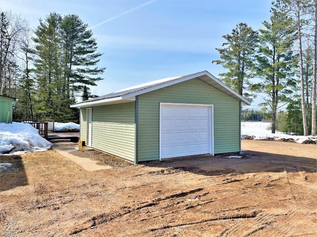 view of detached garage