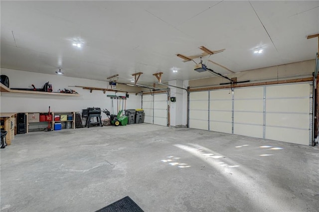 garage with a garage door opener