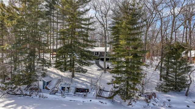 view of snowy aerial view