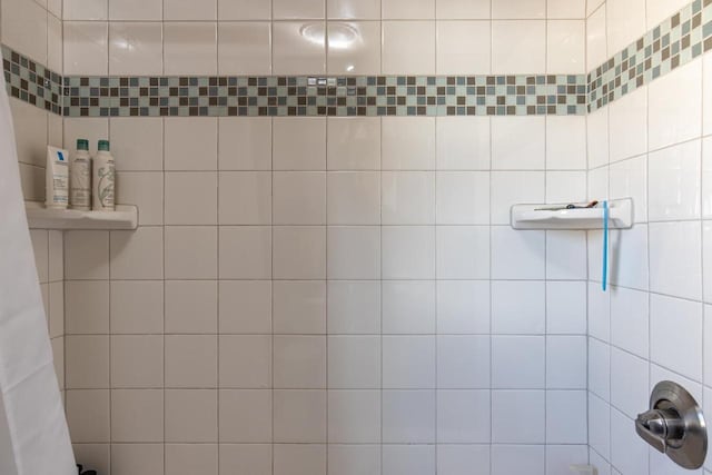 bathroom with a shower with curtain